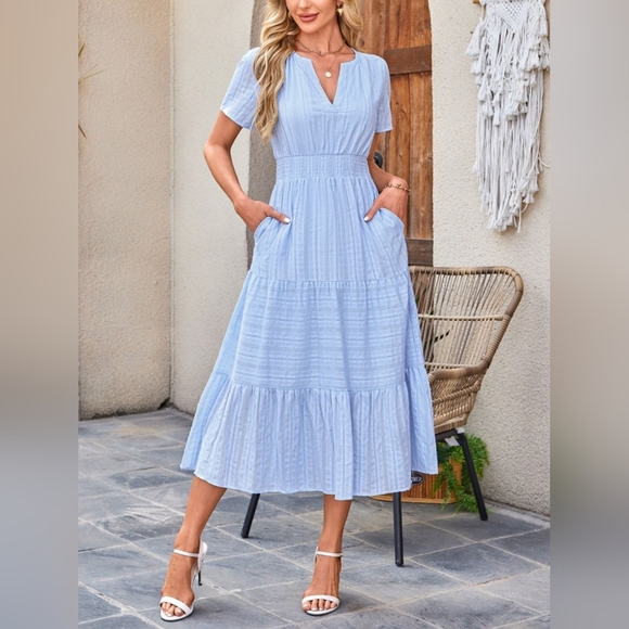 Light Blue Midi Dress - Picture 1 of 12